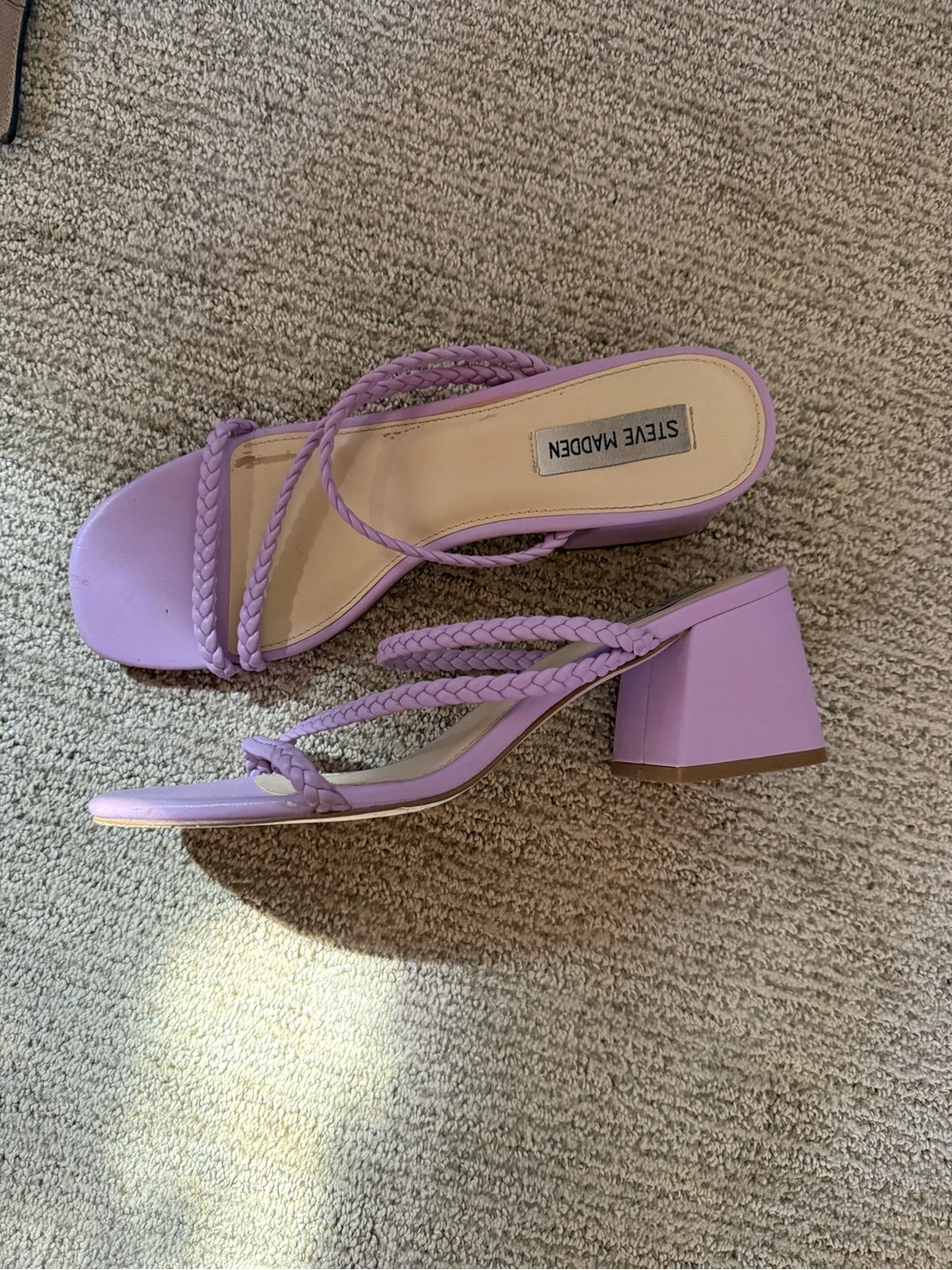 Steve Madden Lavender Braided Strap Block Heel Sandals